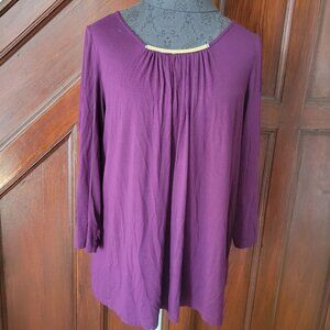 Lord & Taylor Womens Purple 3/4 Sleeve Top L